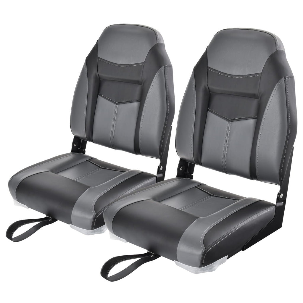 2 Pack Black Grey High Back Folding Boat Seats G737