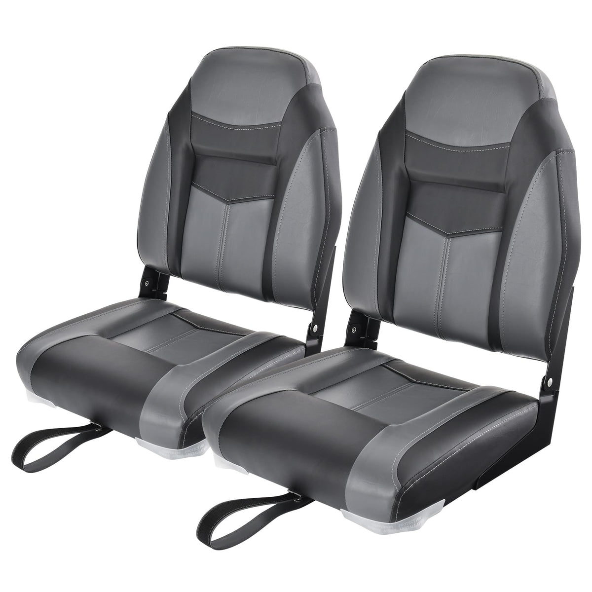 2 Pack Black Grey High Back Folding Boat Seats G737