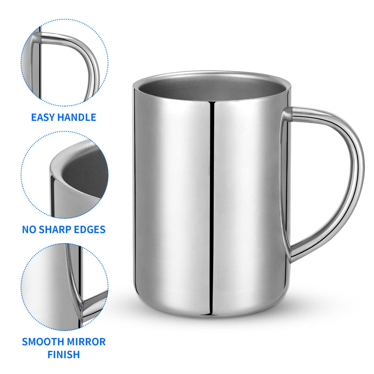 400ml Insulated Stainless Steel Coffee Mug Set of 2 T27051