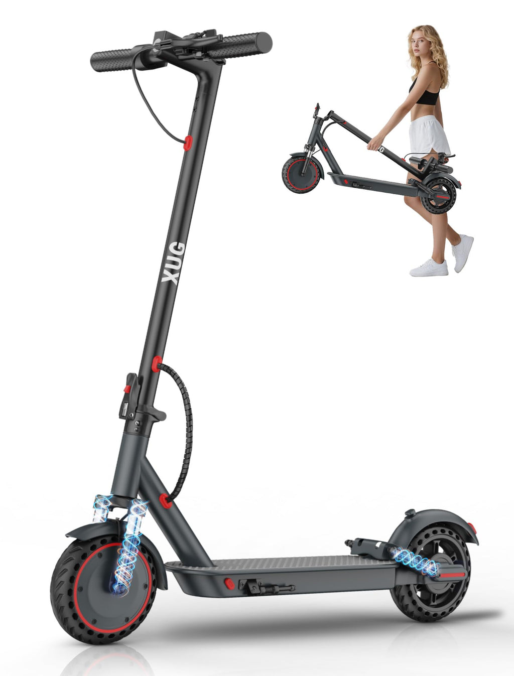 Electric Scooter with Dual Suspension, Solid Tires, Foldable S89979