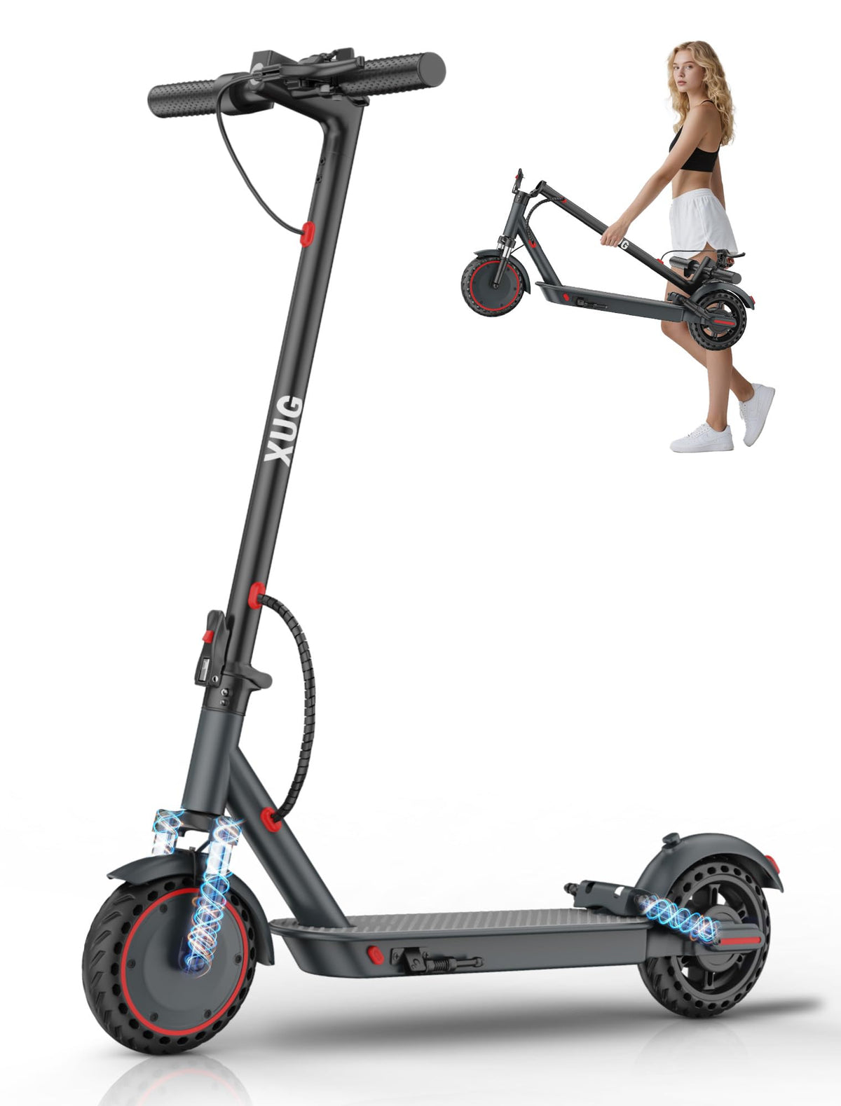 Electric Scooter with Dual Suspension, Solid Tires, Foldable S89979