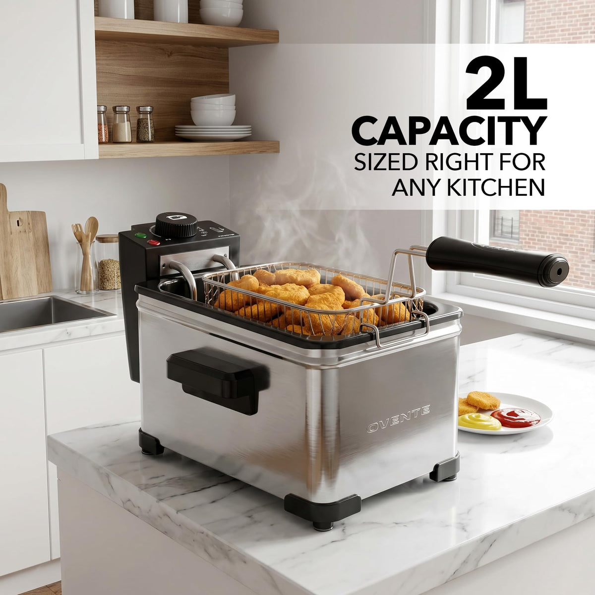Electric Deep Fryer, 2L Capacity, 1500W, Silver A7841