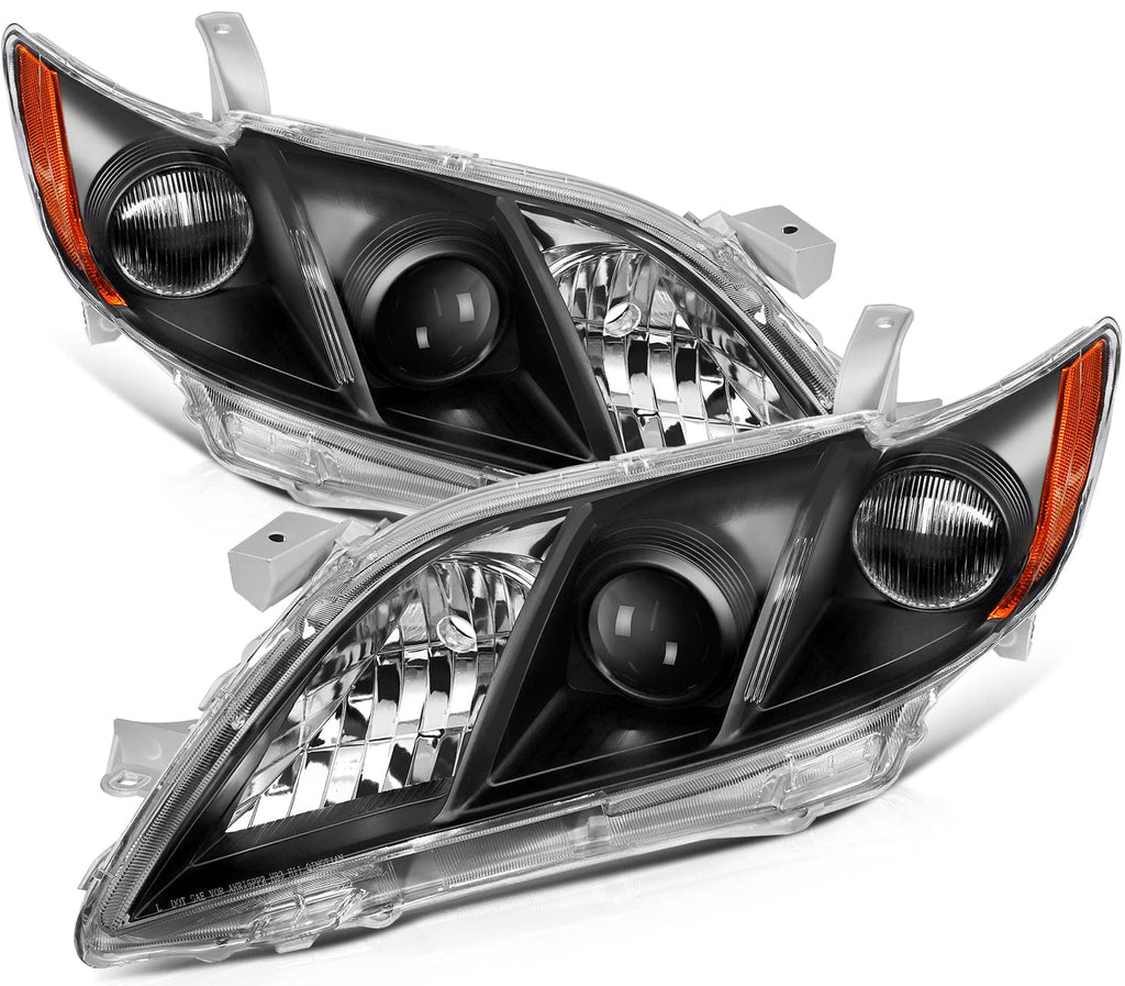 Black Housing Amber Reflector Clear Lens Headlight Assembly Pair J344659