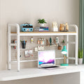 White 2 Tier Adjustable Metal Desktop Bookshelf K194030