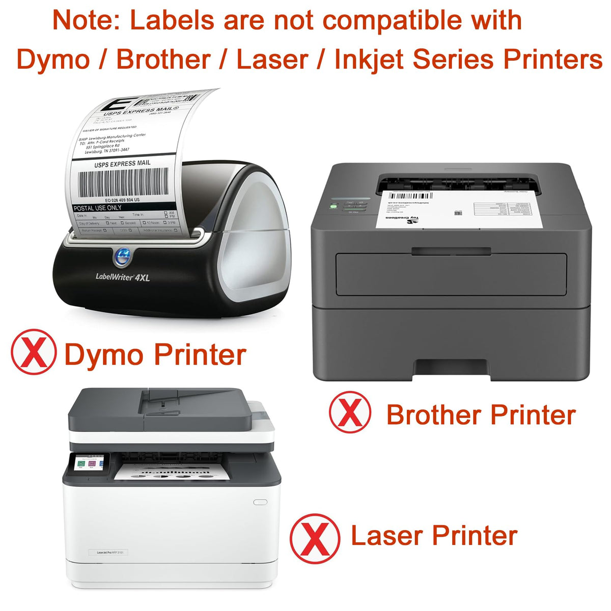 4"x 6" Direct Thermal Labels, 4 Rolls, 4000 Labels J976