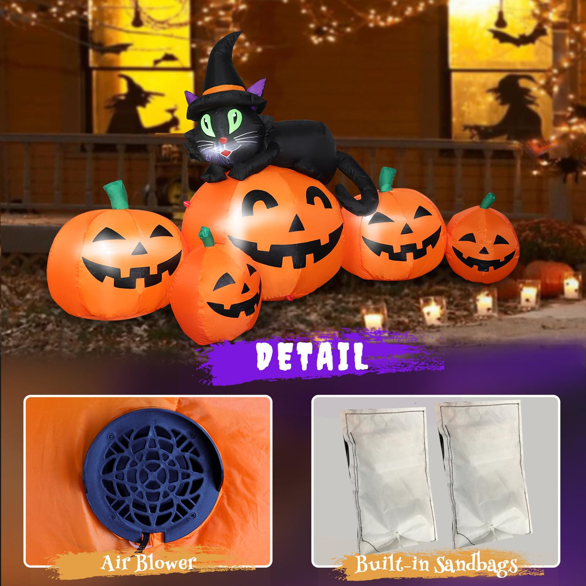 5FT Lighted Inflatable Pumpkin Outdoor Decoration E88479