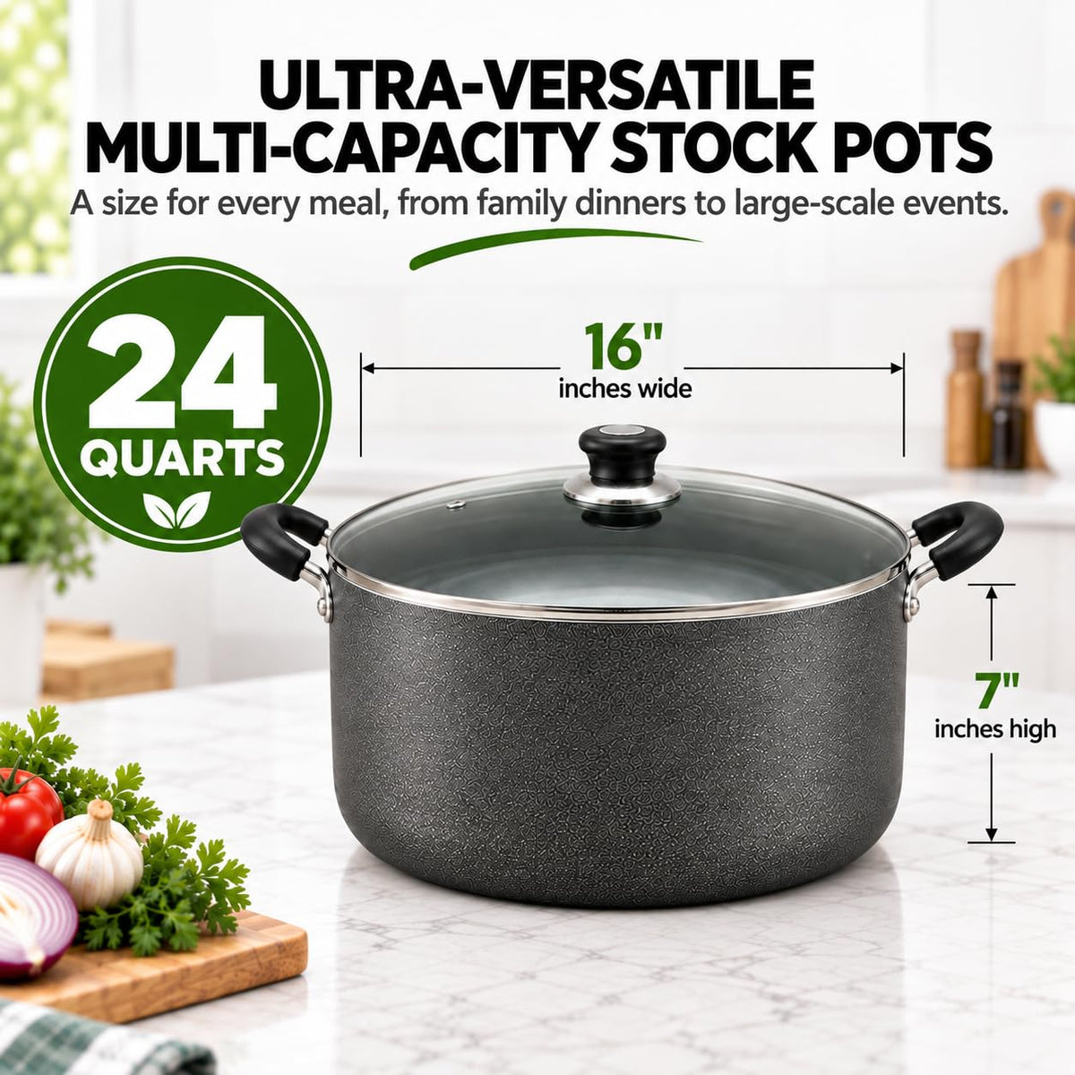 24QT Aluminum Sauce Pot with Glass Lid Q273483