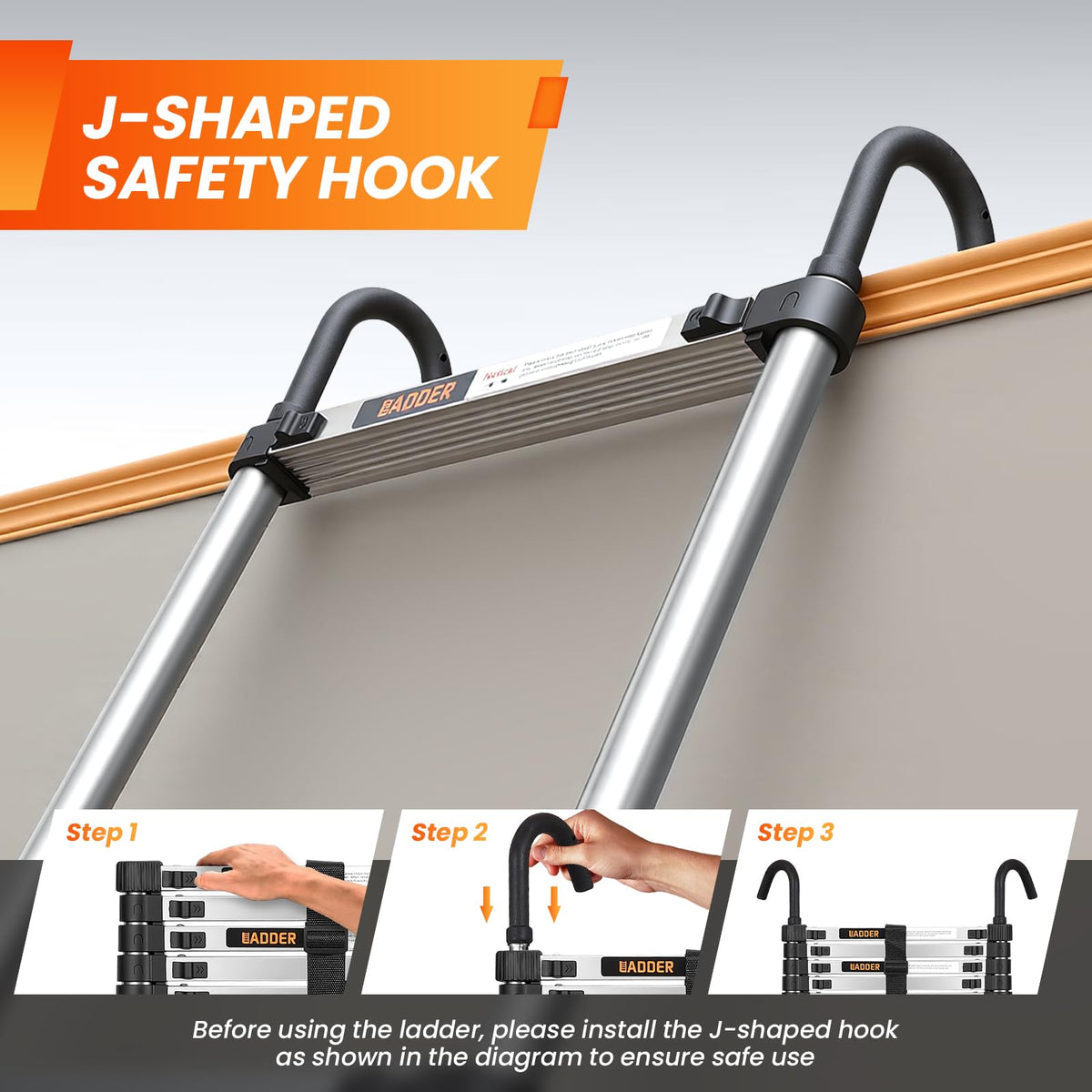 12.5 FT Telescoping Ladder with Hooks D606