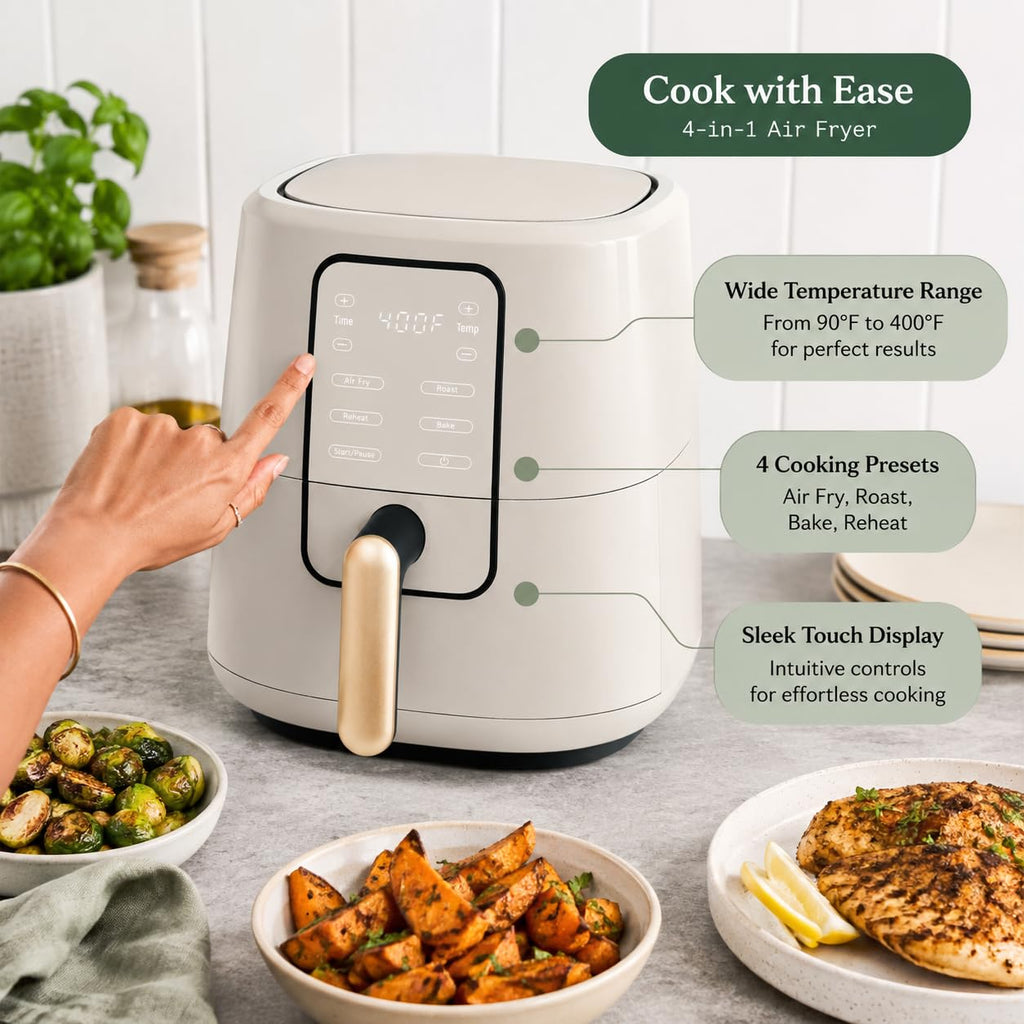 6-Quart Digital Air Fryer, Non-Stick, Dishwasher Safe, 1750 Watt T724