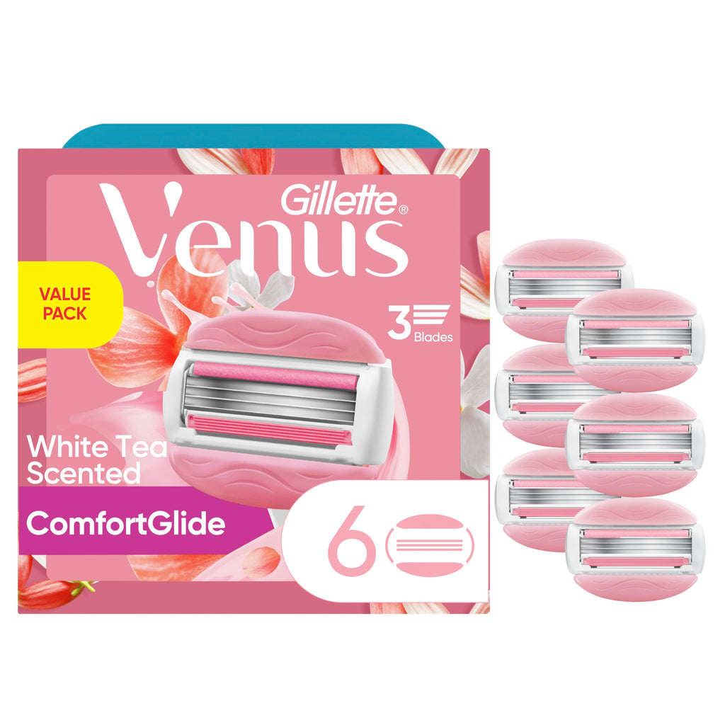 White Tea 3-Blade Razor Refills, 6 Count M3693