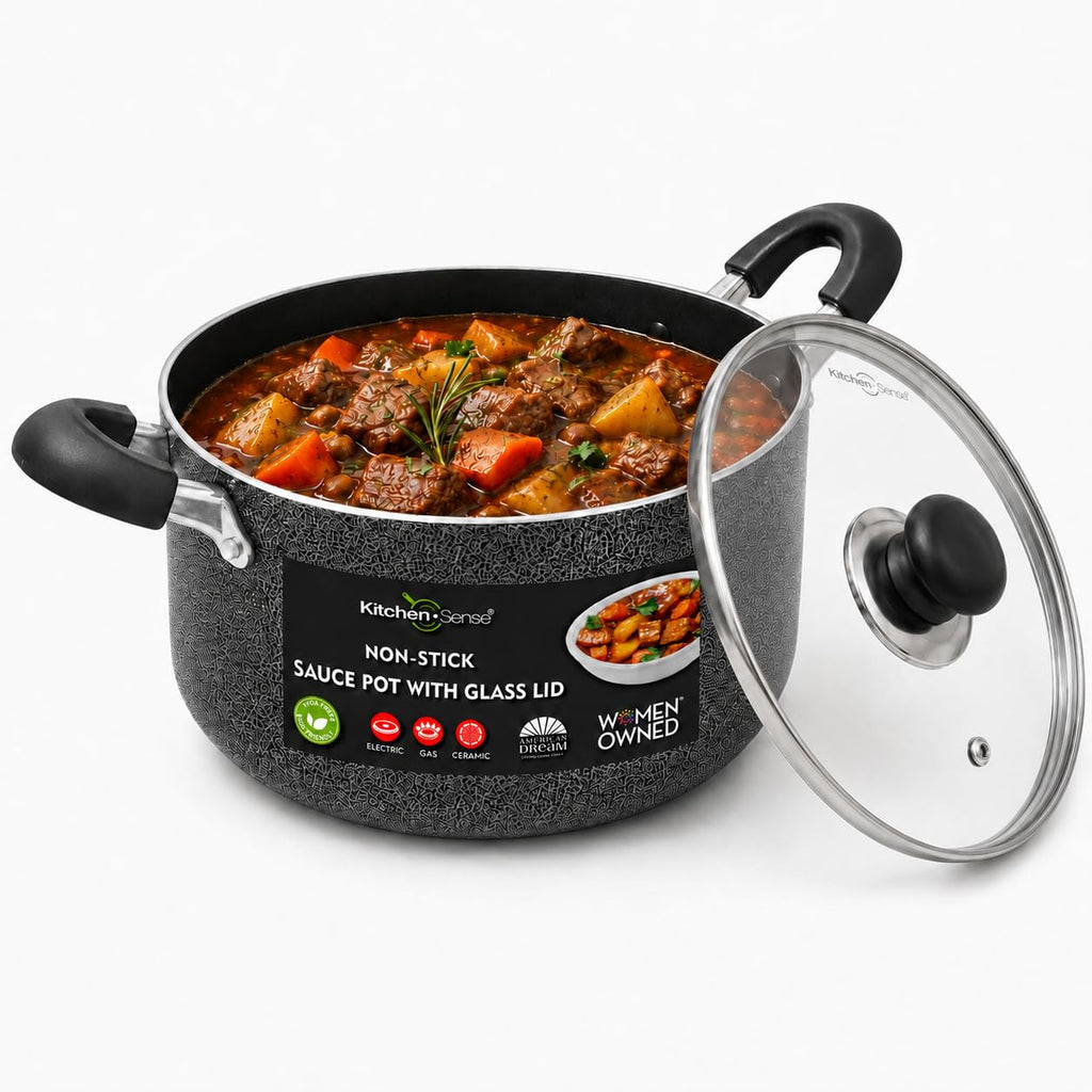 24QT Aluminum Sauce Pot with Glass Lid Q273483