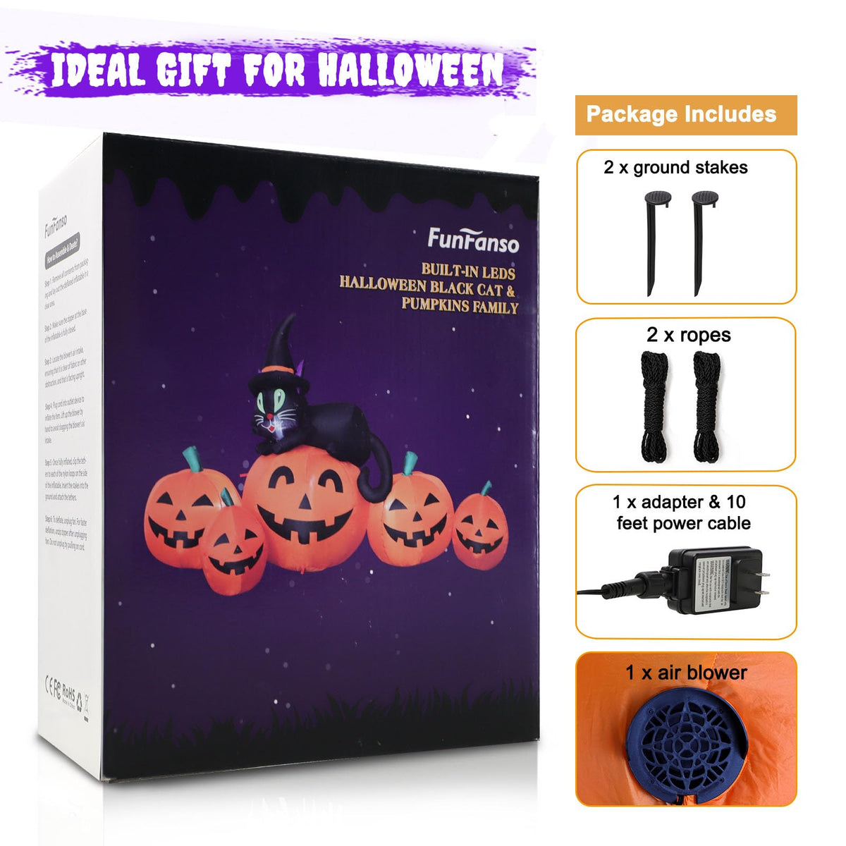 5FT Lighted Inflatable Pumpkin Outdoor Decoration E88479