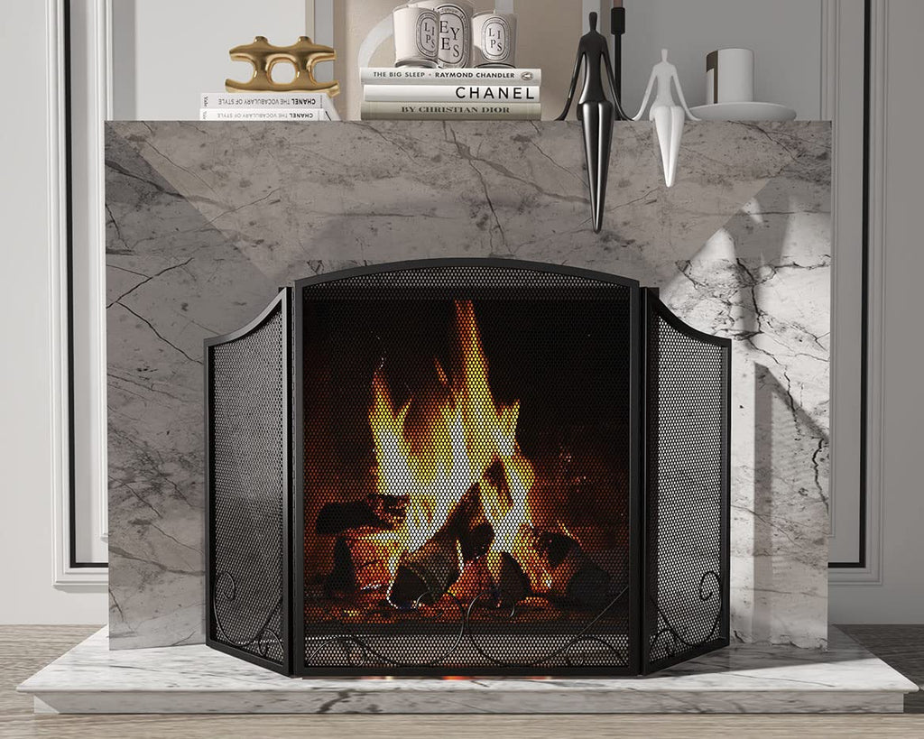 Black Wrought Iron Fireplace Screen J11527