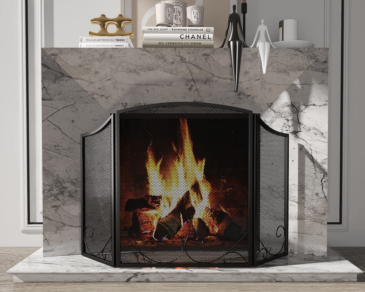 Black Wrought Iron Fireplace Screen J11527