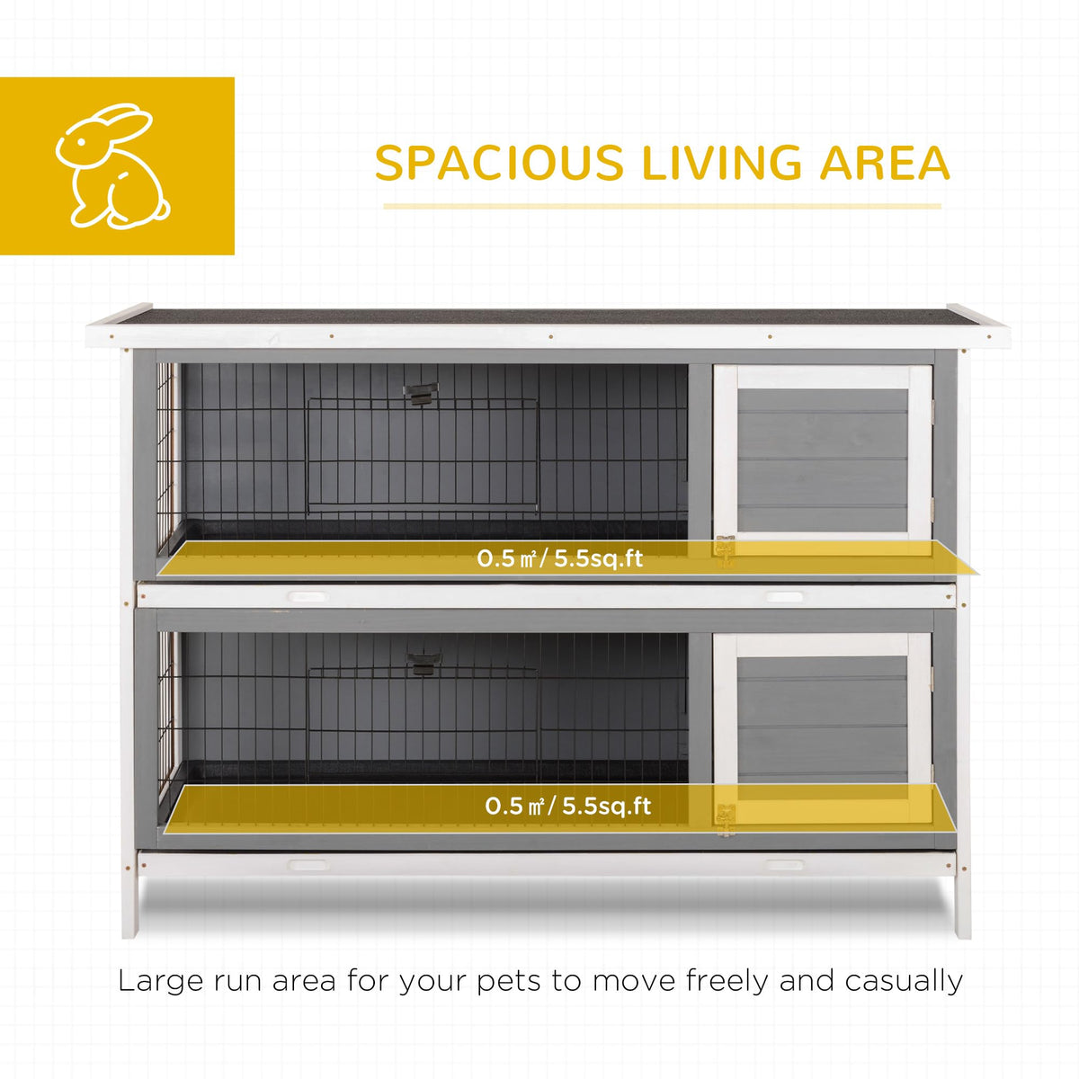 54" 2-Story Wooden Rabbit Hutch with Lockable Doors X98388
