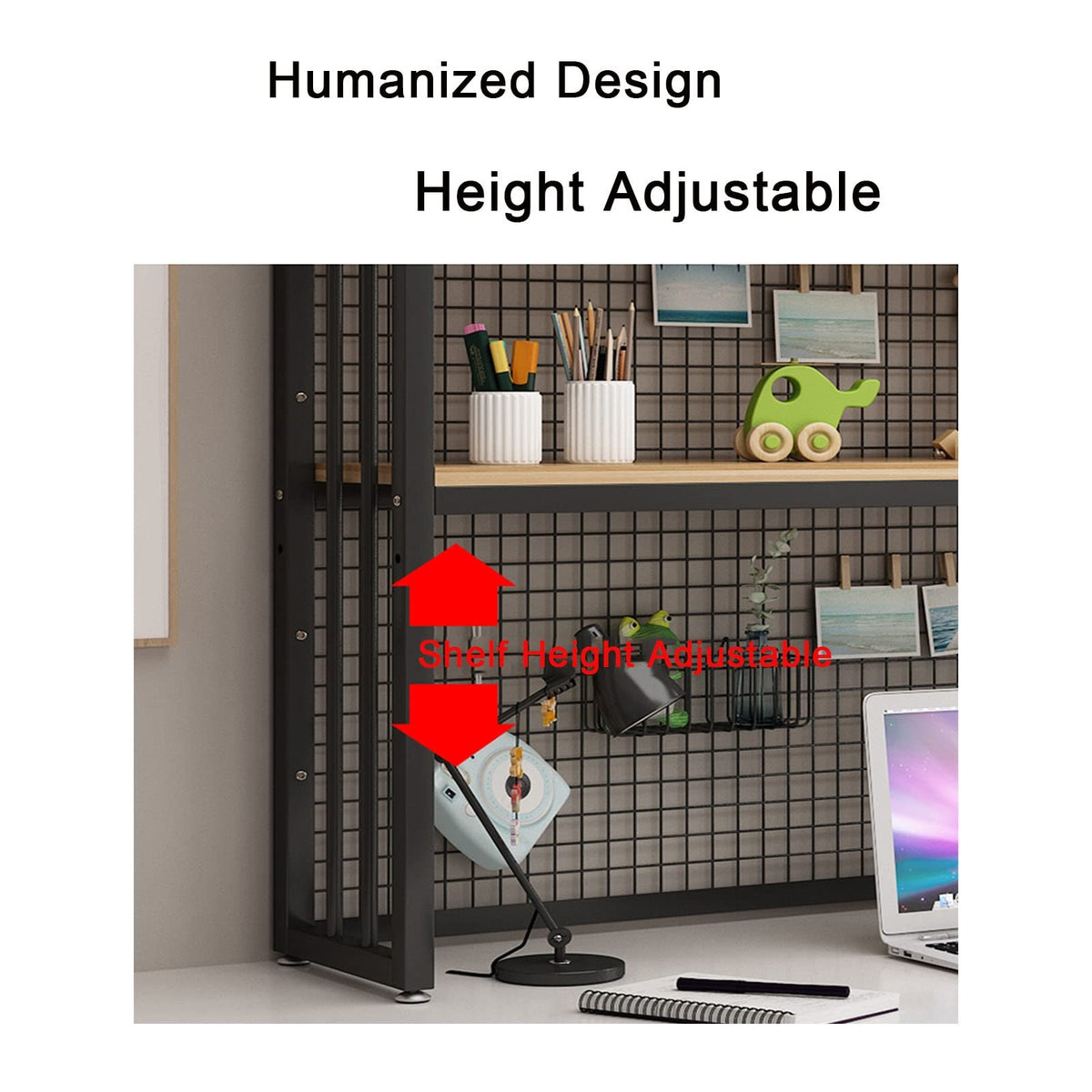 White 2 Tier Adjustable Metal Desktop Bookshelf K194030