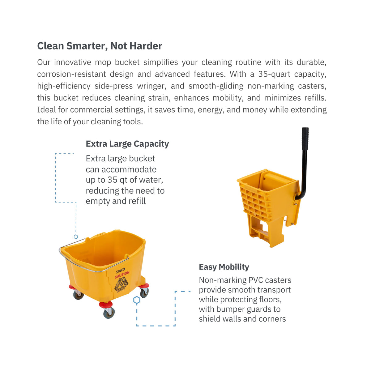 35-Quart Commercial Mop Bucket with Side-Press Wringer A84487