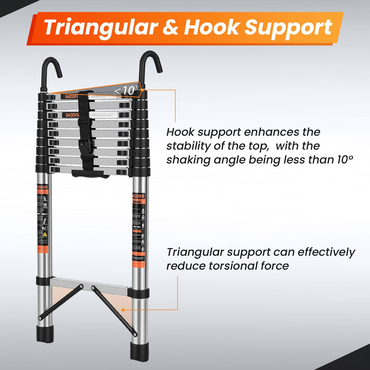 12.5 FT Telescoping Ladder with Hooks D606