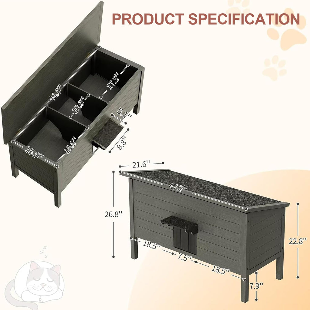 Insulated Weatherproof Wooden Outdoor Cat House Q6012