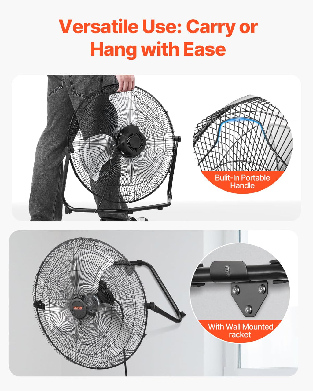 20 Inch 3 Speeds High Velocity Industrial Floor Fan T20779