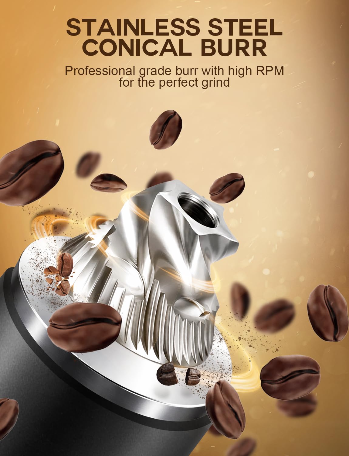 Portable Electric Burr Coffee Grinder with 60 Grind Settings C6797