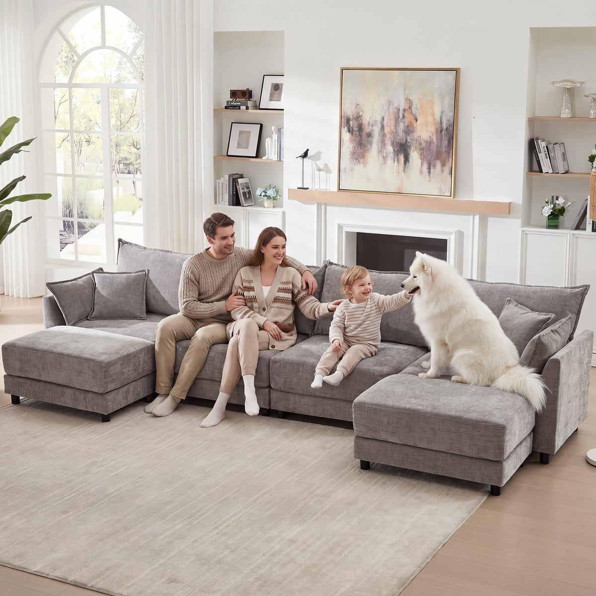 Light Gray Chenille 2 Seater Sofa with Pillows G683631