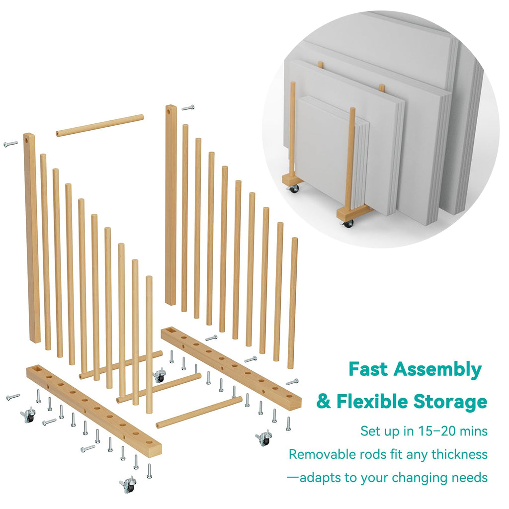 Art Canvas Storage Rack with Wheels and Handle R11689
