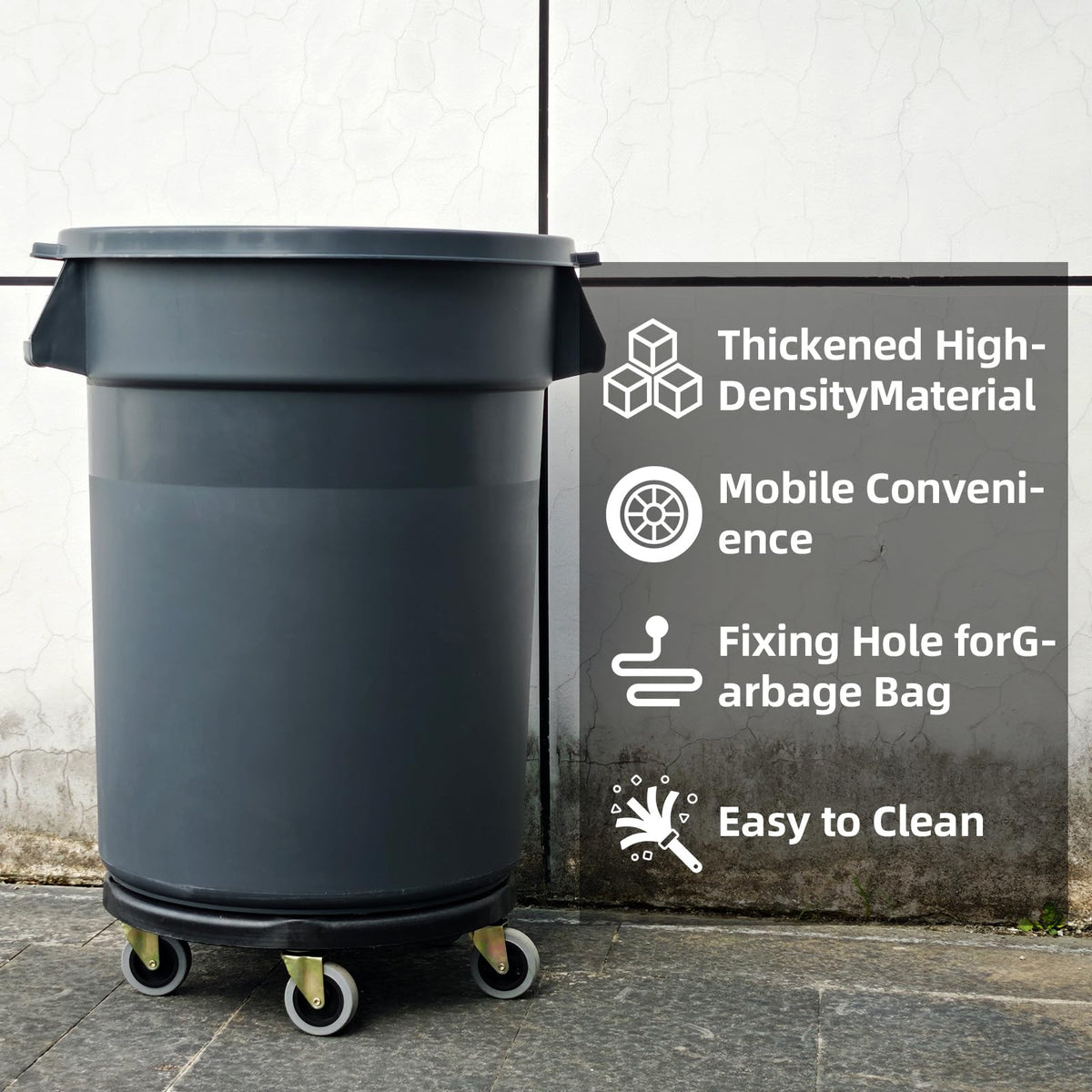 32 Gallon Outdoor Trash Can with Lid and Wheels P354
