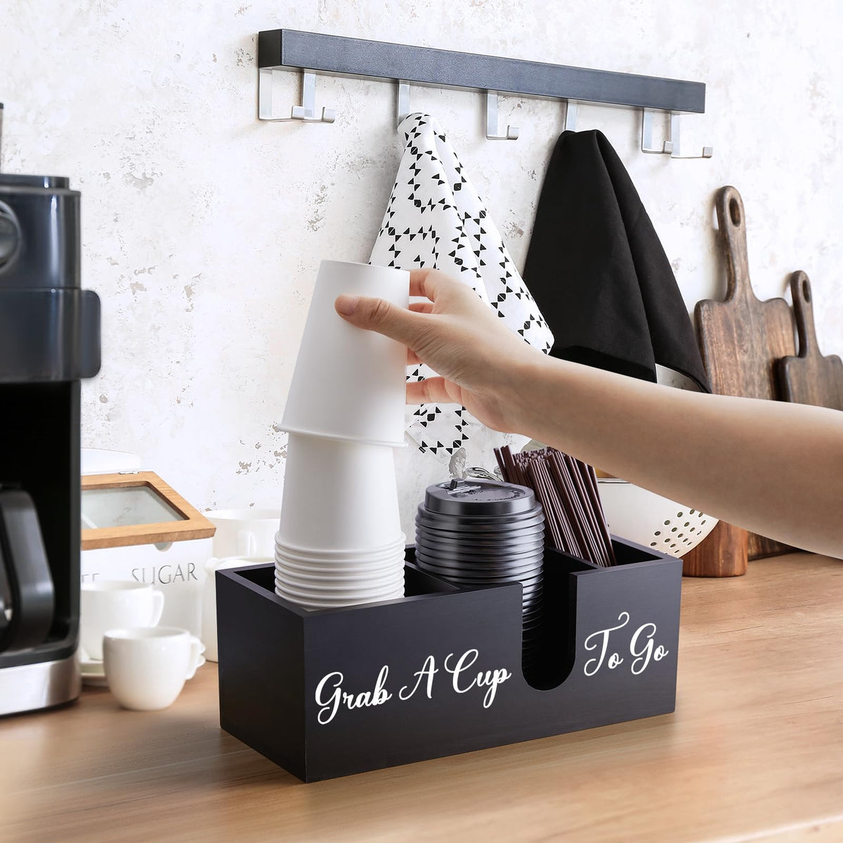 Wood Coffee Cup Holder for Countertop K226235