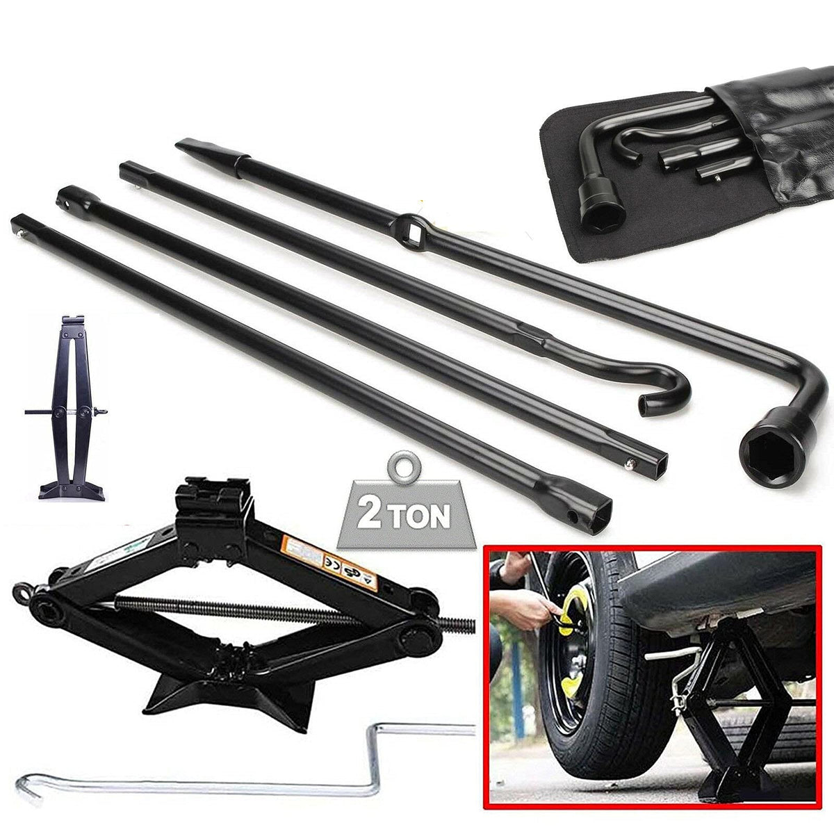 Spare Tire Tool Kit with Scissor Jack 2 Ton U87645