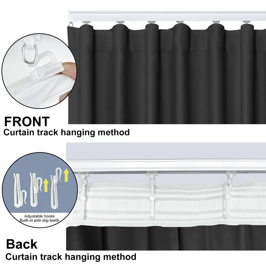 Blackout Room Divider Curtains with Hooks 1 Panel W100 × L84 Inch Black P415