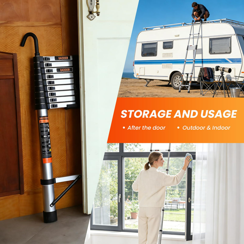 12.5 FT Telescoping Ladder with Hooks D606