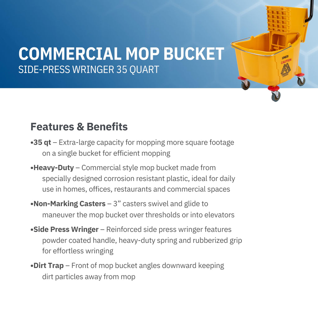 35-Quart Commercial Mop Bucket with Side-Press Wringer A84487