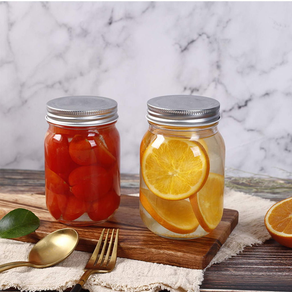 16 Pack 16 oz Glass Mason Jars with Airtight Lids O3983