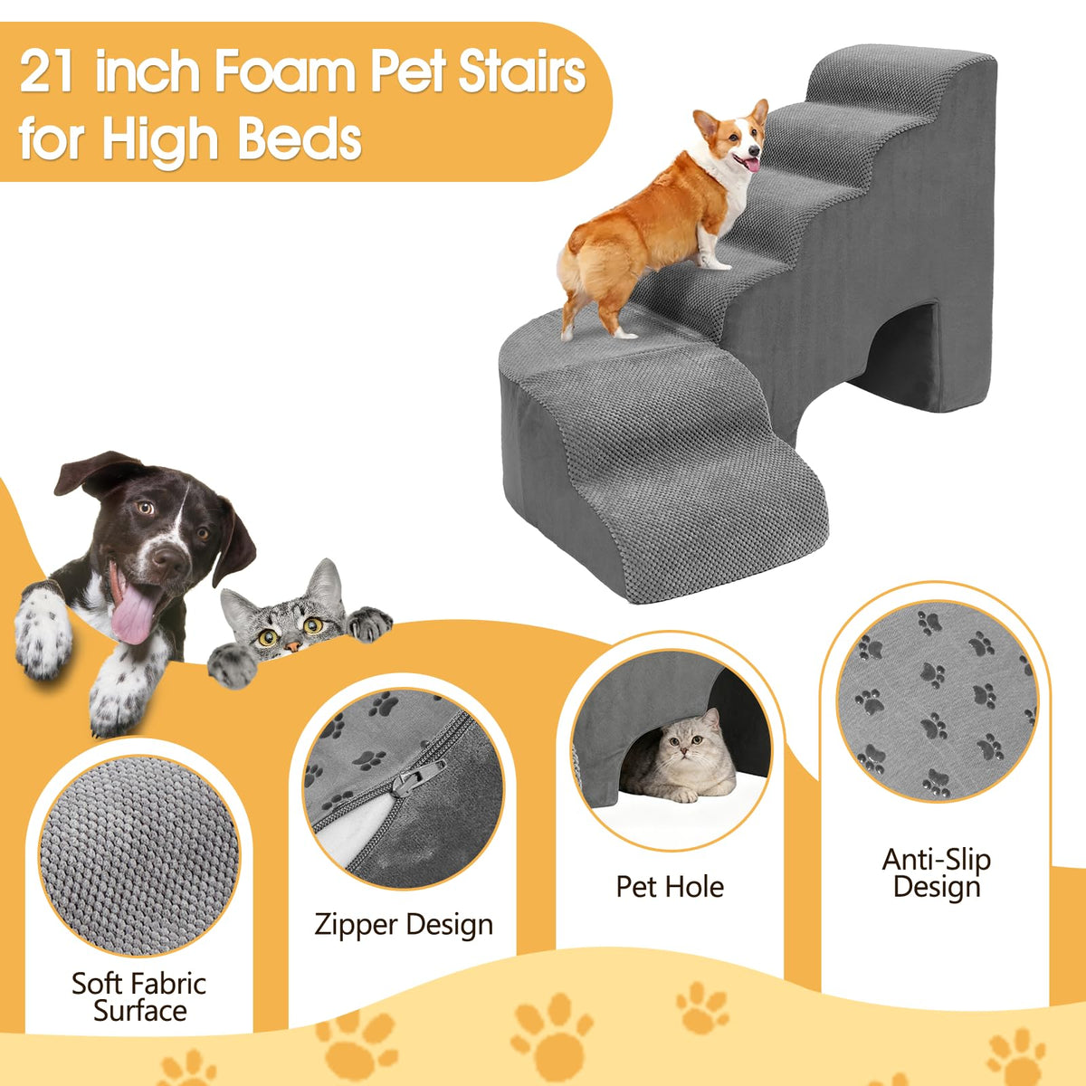 L Shaped 6 Steps Dog Stairs E46820