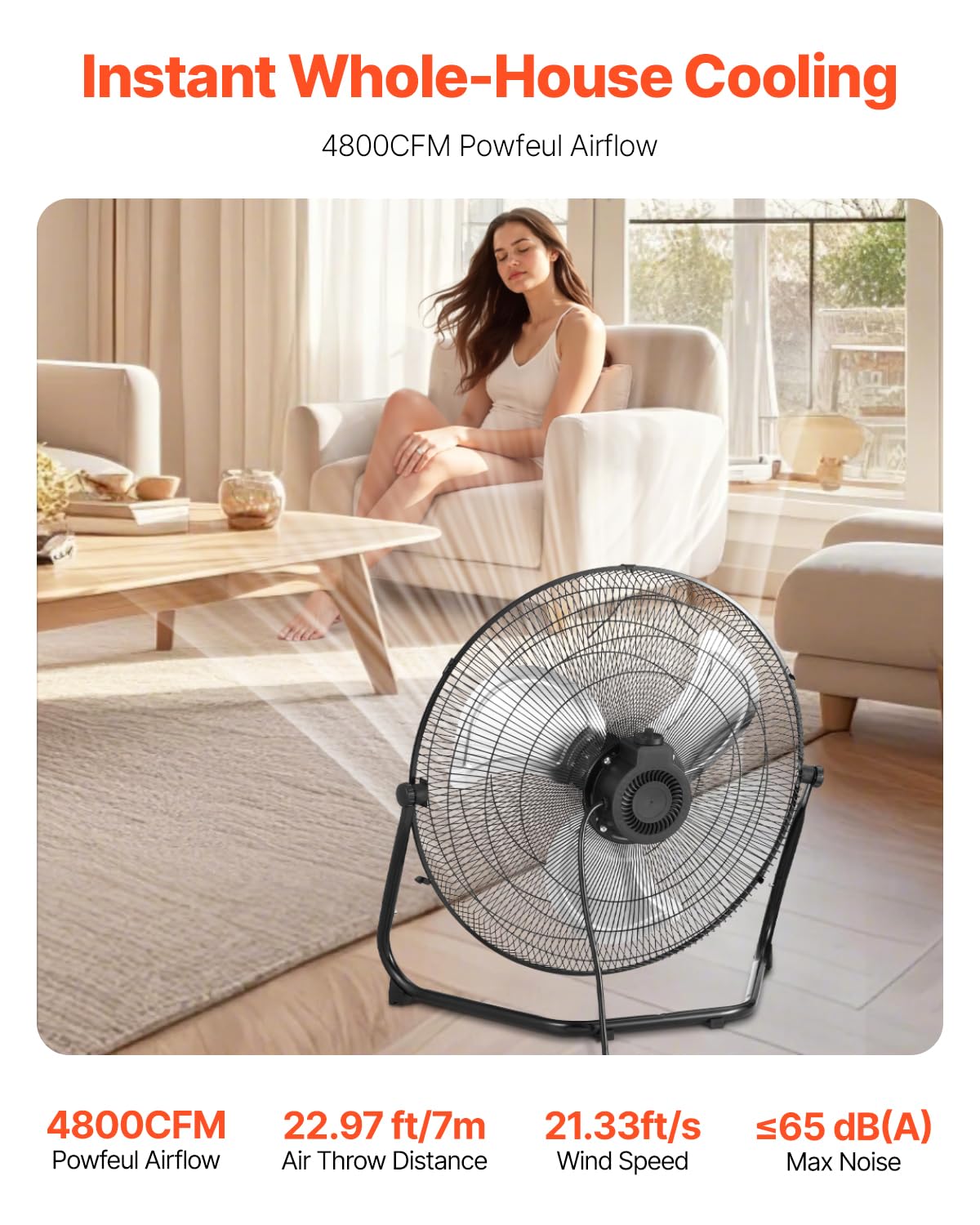 20 Inch 3 Speeds High Velocity Industrial Floor Fan T20779