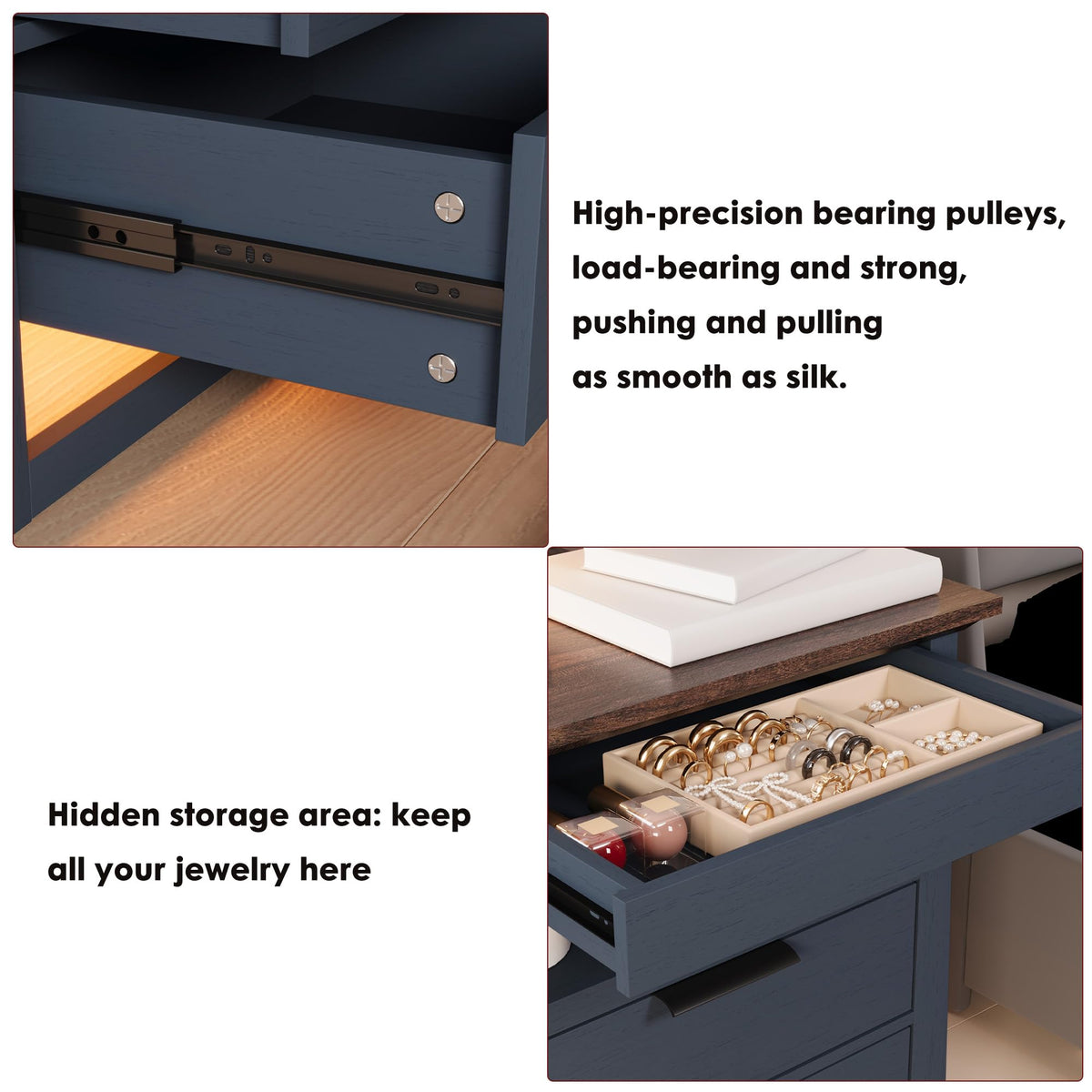 3 Drawer Nightstand with Charging Station and LED Lights S53817