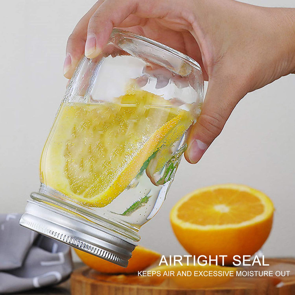 16 Pack 16 oz Glass Mason Jars with Airtight Lids O3983
