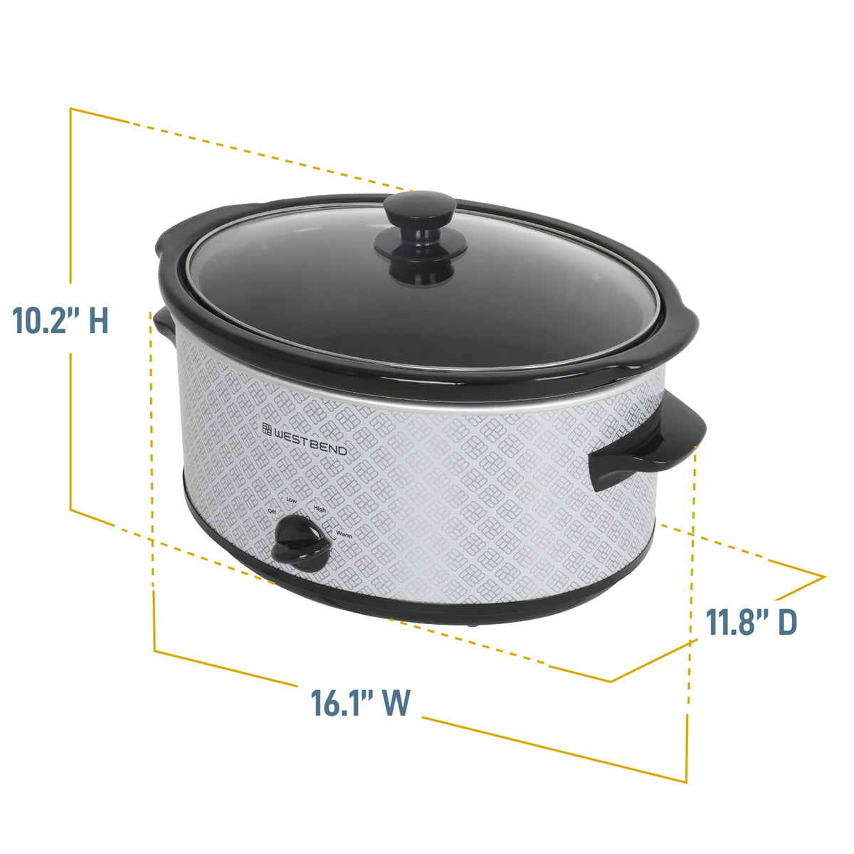 6-Quart Slow Cooker with Ceramic Crockpot and Glass Lid S1754