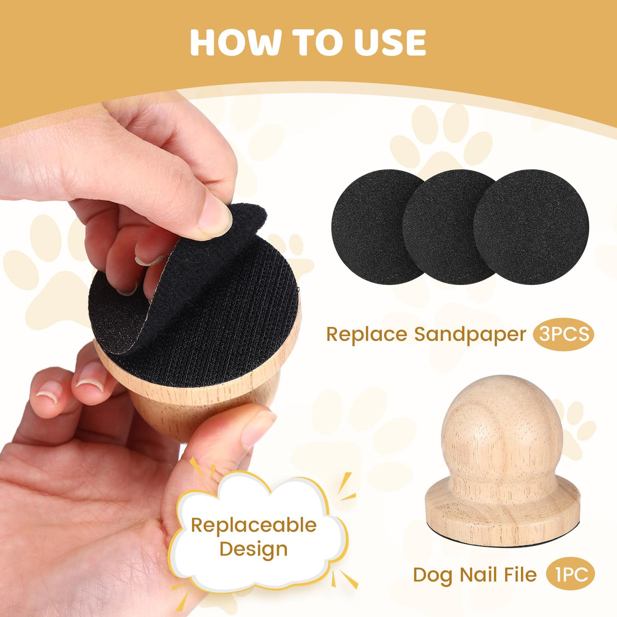 Dog Nail File with 3 Pcs Replaceable Sandpaper W216