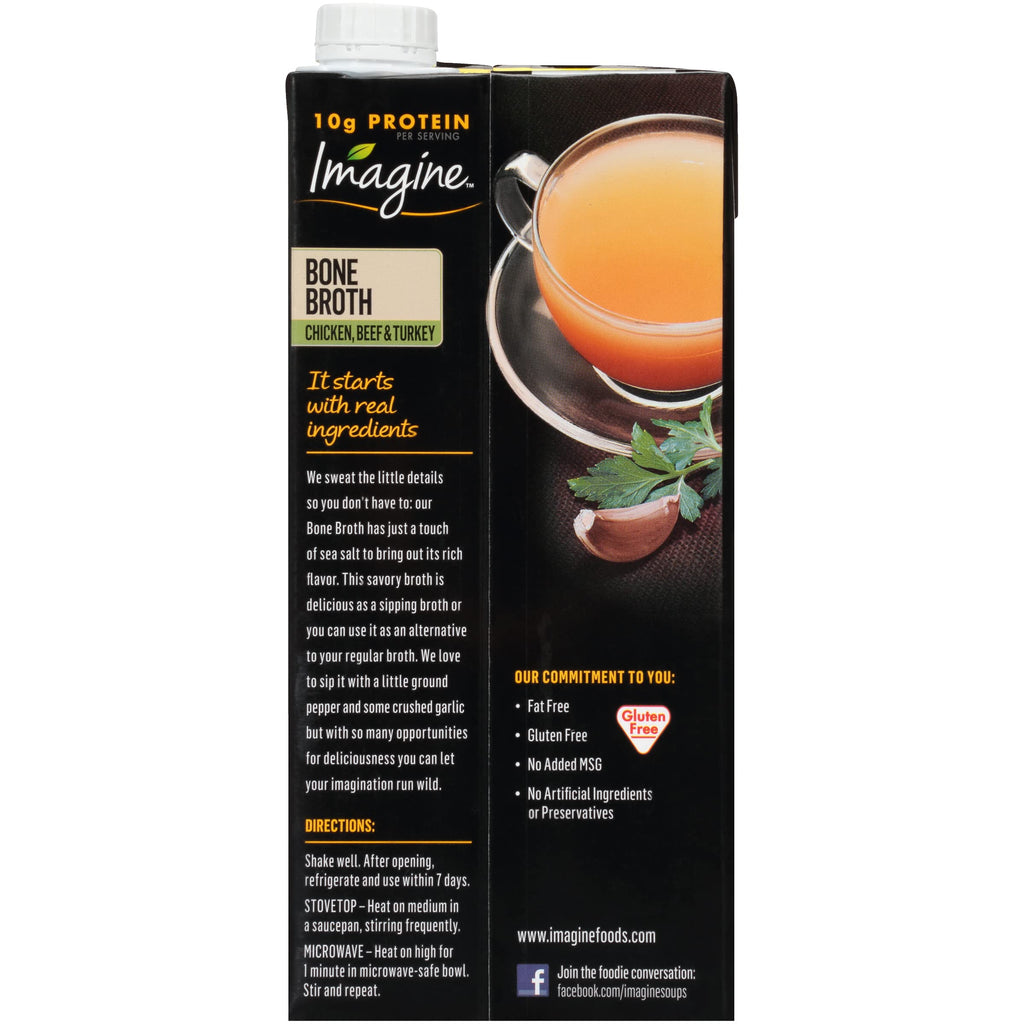 Bone Broth Chicken Beef Turkey 32 Oz Pack of 12 W345914
