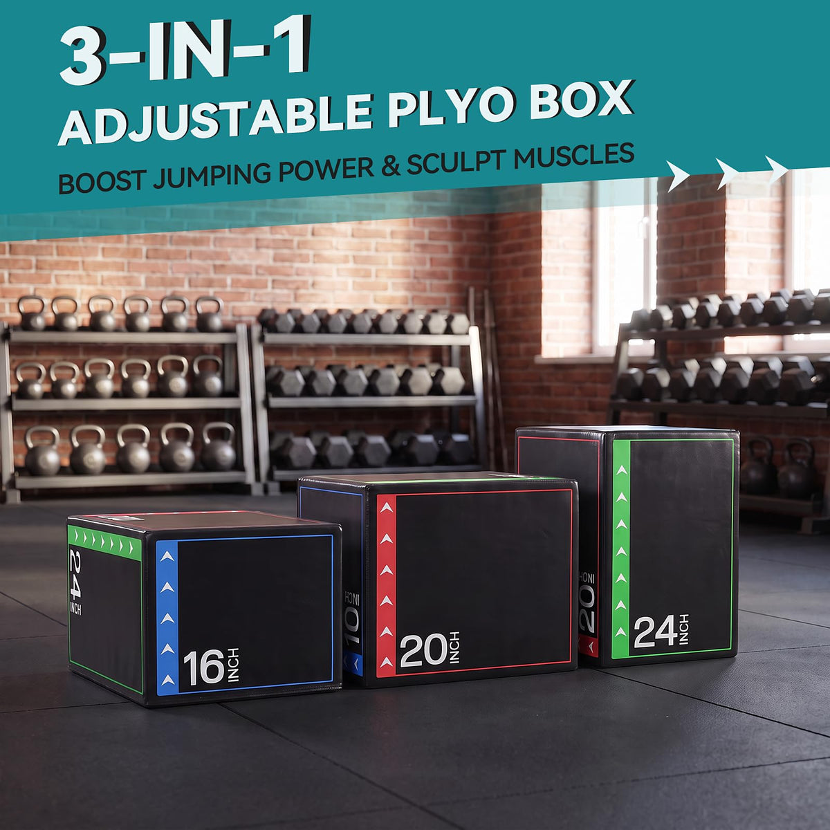 3-in-1 Non-Slip Cushioned Plyometric Jump Box Z46444
