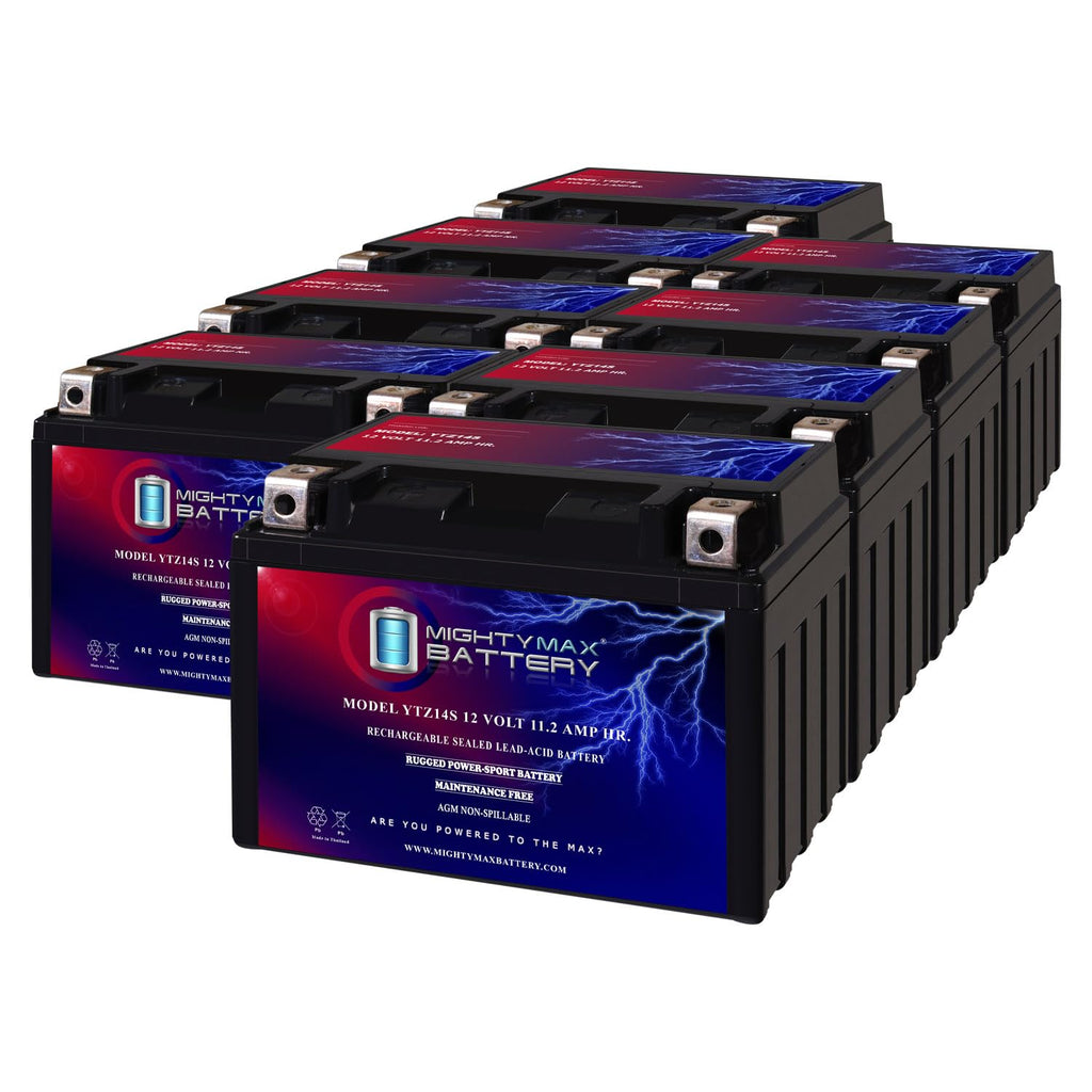 12 Volt 11.2 AH 230 CCA Rechargeable Maintenance Free SLA AGM Motorcycle Battery Pack of 8 O70615