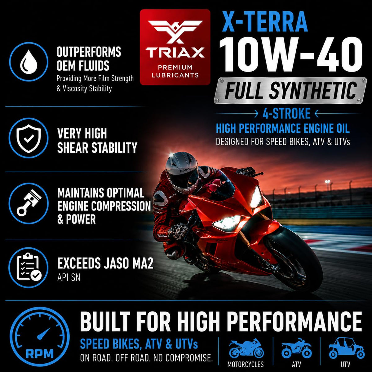 10W-40 Full Synthetic 4 Stroke Engine Oil 1 Gallon X59858