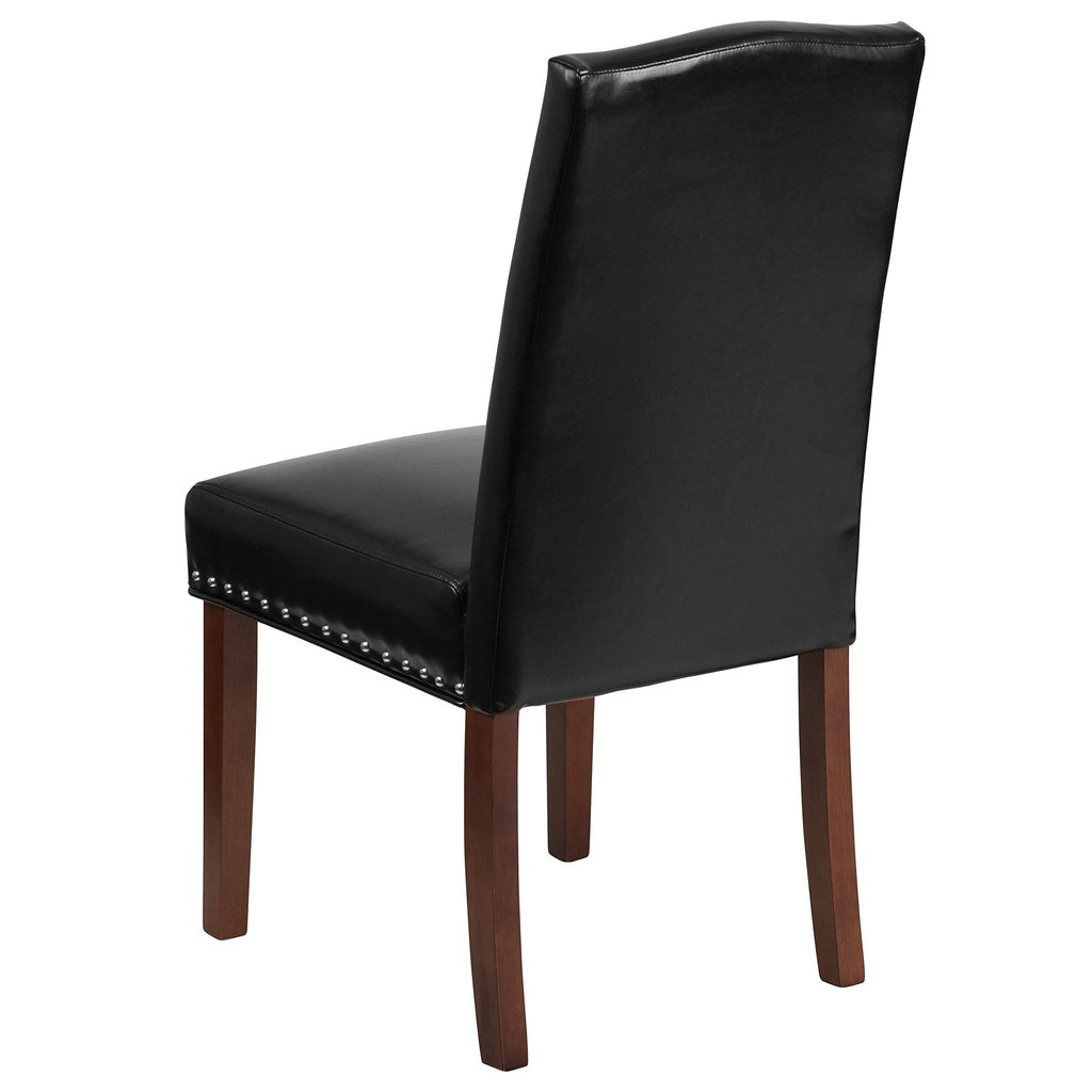 Black LeatherSoft Parsons Chair with Nail Trim B847