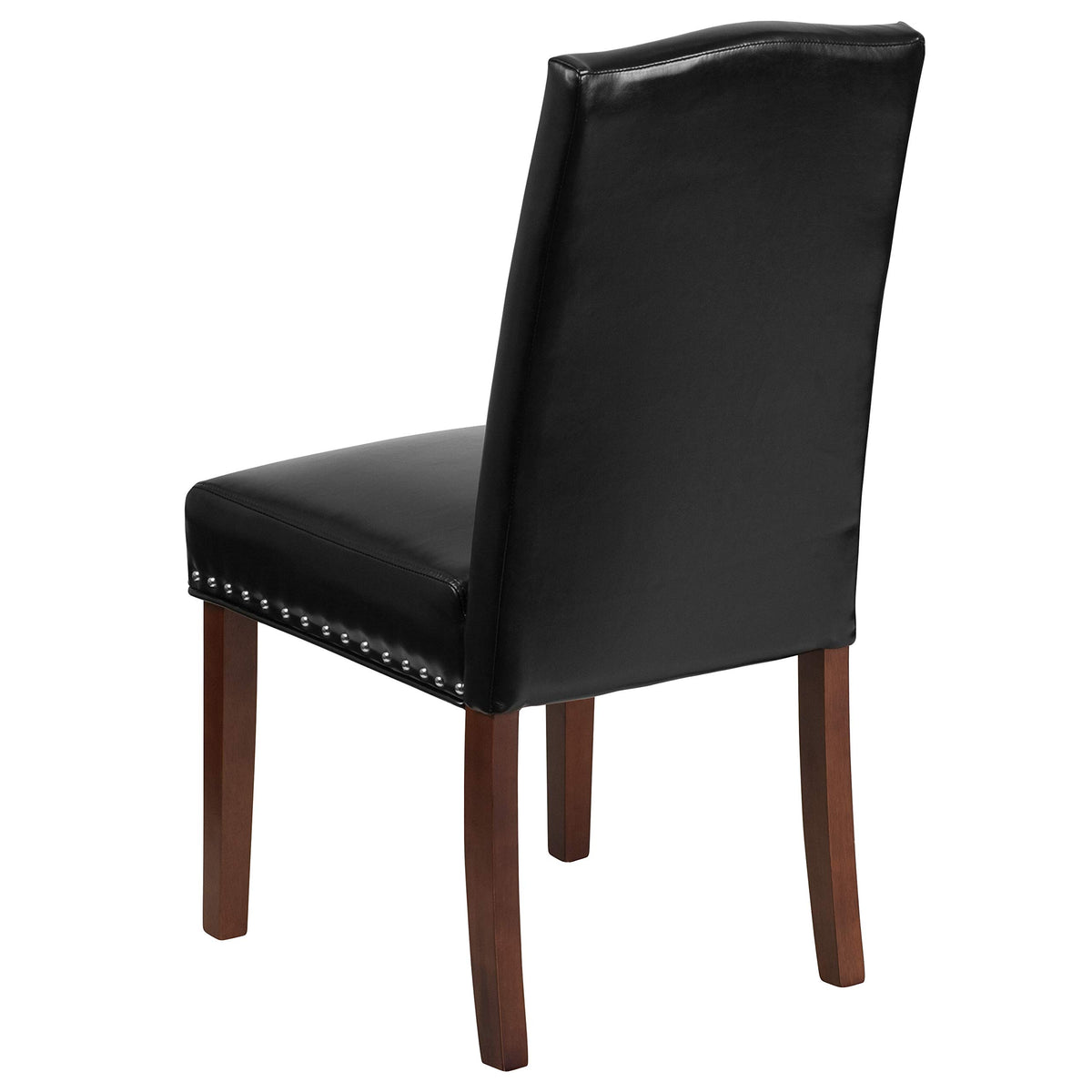 Black LeatherSoft Parsons Chair with Nail Trim B847