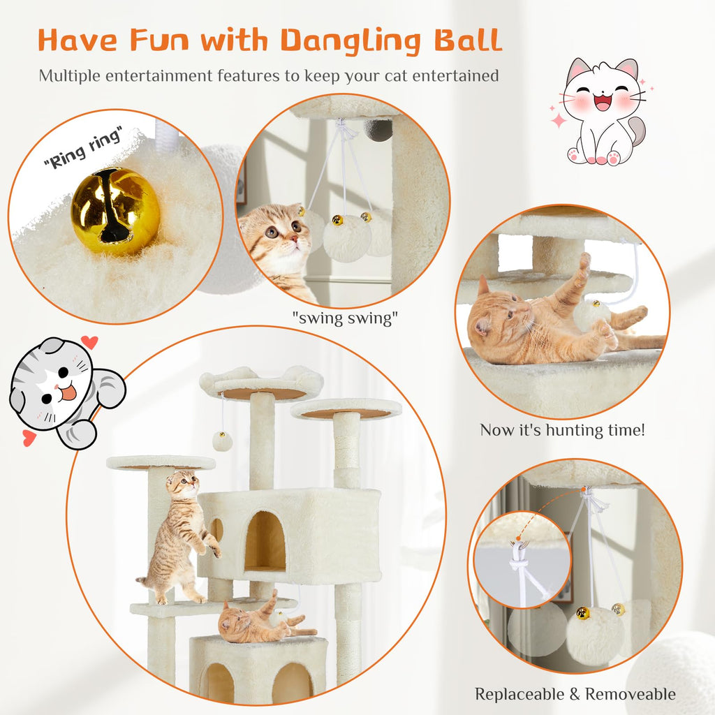 54-inch Cat Tree Tower with Scratching Posts X813737