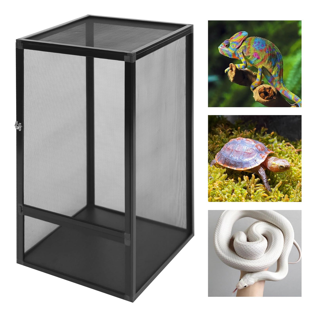 17.7x17.7x31.5 inch Aluminum Alloy Mesh Reptile Terrarium E4921
