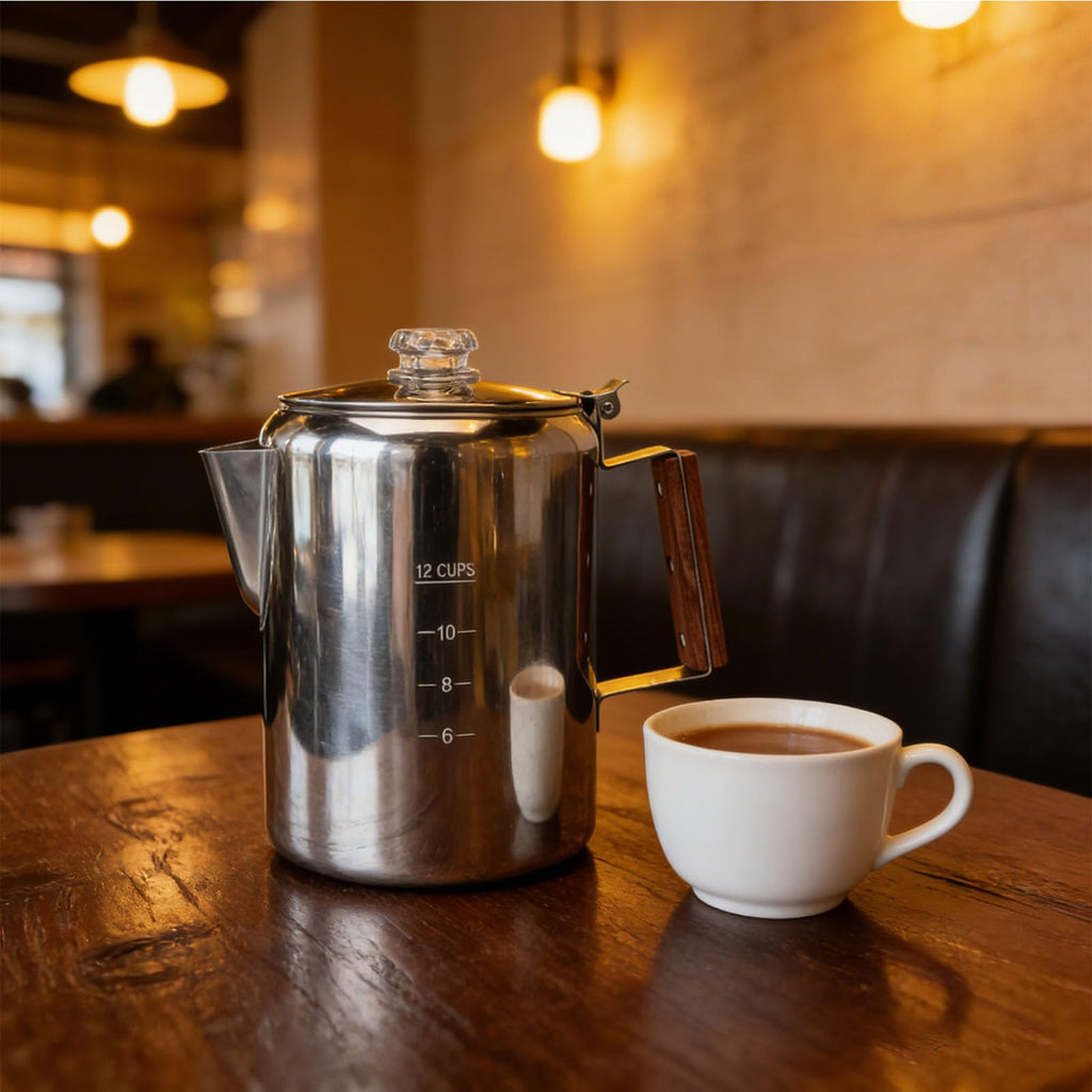 Stainless Steel 12 Cup Stovetop Coffee Pot V1812