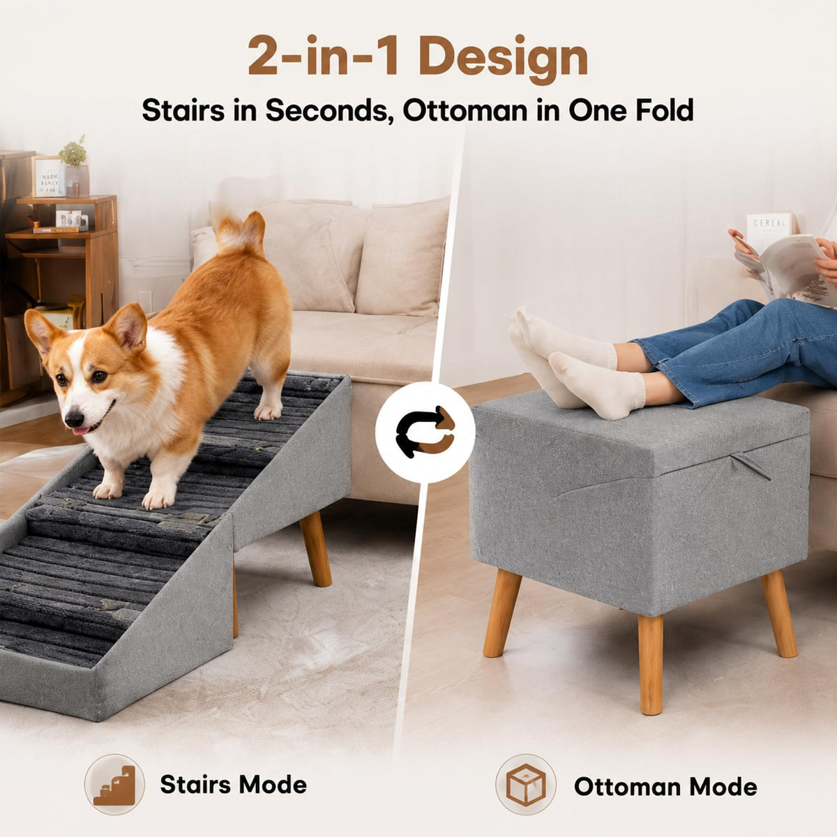 Foldable Anti Slip Pet Stairs K583814